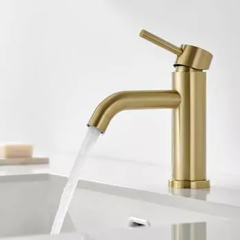 LuxusKollektion Waschtischarmatur Einhebelmischer geb&uuml;rstet gold, Auslaufh&ouml;he 77mm