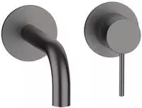 Herzbach MODUL7 IX PVD BLACK STEEL Waschtisch-Wandbatterie Farbset Ausladung 16...