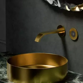 Steinberg 280 Waschtischarmatur Wandmontage, gold geb&uuml;rstet (280 1814 E BG)