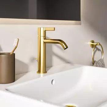 Ideal Standard Joy Waschtischarmatur mit Ablaufgarnitur, geb&uuml;rstetes Gold (BE278A2)