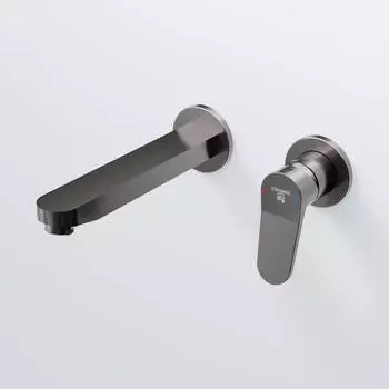 Steinberg Serie 340 Wand-Waschtischarmatur 200mm Ausladung, gunmetal geb&uuml;rstet (340 1814 3 BGM)