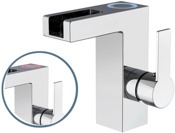 Schütte Orinoco LED Waschtischarmatur mit Schwallauslauf chrom (20115) – Einhebelmischer für einfache Bedienung