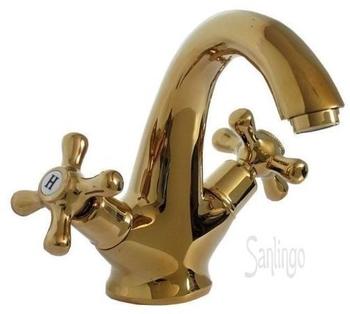 Sanlingo Luxus Nostalgie Retro Kreuzgriff Waschbecken Waschtisch Armatur Sanlingo Gold