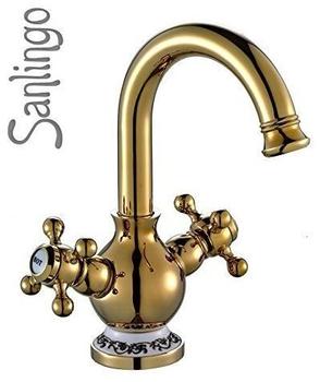 Sanlingo Retro Bad Waschbecken Zweigriff Kreuzgriff Armatur Wasserhahn Gold Sanlingo Schwenkbar Serie BELE