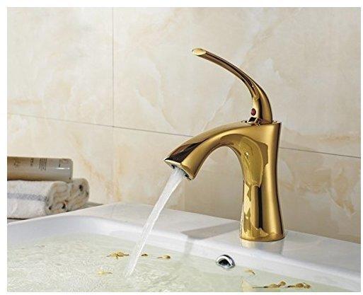 TSGPS Waschbecken Einhebel Wasserhahn Waschtischarmatur Einhebelmischer Armatur Gold