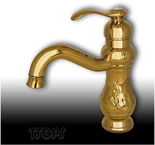 TSGPS Nostalgie Retro Bad Waschschale Waschbecken Einhebel Armatur Gold