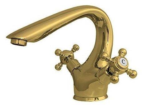 TSGPS Retro Design Armatur Kreuzgriff Waschbecken Waschtisch Bad Gold Sanlingo
