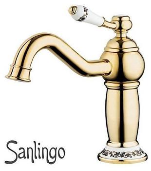 Sanlingo Serie BELE Retro Bad Waschbecken Waschtisch Hohe Einhebel Armatur Wasserhahn Gold Sanlingo Keramikgriff