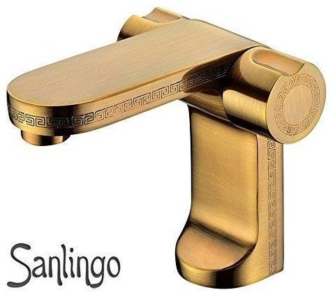 Sanlingo Antik Badezimmer Bad Waschbecken Armatur Wasserhahn Griechisches Design Muster Messing von Sanlingo