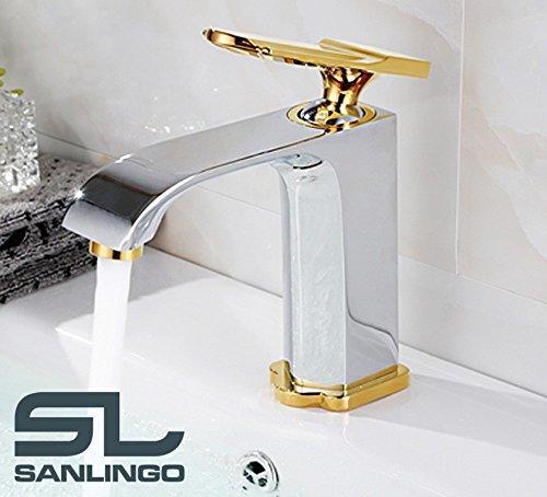 Sanlingo Moderne Bad Design Einhebel Wasserhahn Armatur Waschbecken Chrom Gold Sanlingo