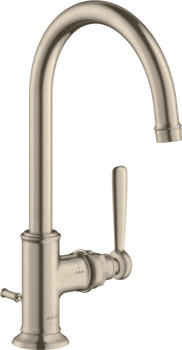 Axor Montreux Einhebel-Waschtischmischer 210 mit Hebelgriff und Zugstangen-Ablaufgarnitur Brushed Nickel (16517820)