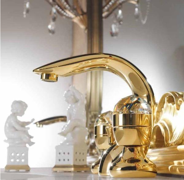 Casa Padrino Luxus Bad Zubehör - Jugendstil Retro Waschtisch Armatur Einlochbatterie Gold Serie Cristallo - Made