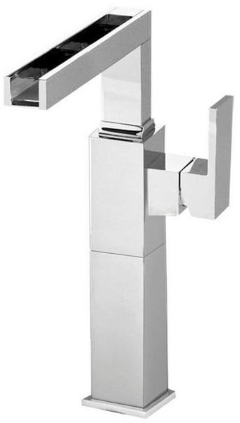 Casa Padrino Luxus Badezimmer Waschtischarmatur Silber H. 31 cm - Einhand-Waschtischbatterie mit Wasserfall-Auslauf