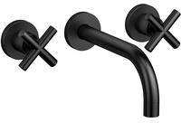 Dornbracht TARA Dreiloch-Waschtisch-Wandbatterie, Badarmaturen, 36712892-33, schwarz