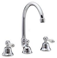 DEMM Waschtischarmatur 3 Loch Etros, Griff weiß, chrom, 2135 x 135