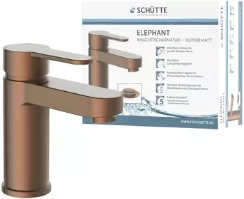Sch&uuml;tte Elephant Einhebel-Waschtischarmatur 157mm mit Pop-Up-Ablauf kupfer