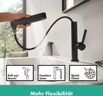 Hansgrohe Finoris 230 mit Ablaufgarnitur schwarz matt (76063670) – Funktionalität und Komfort vereint