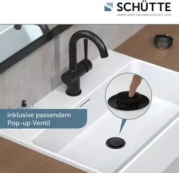 Schütte Cornwall mit mit Ablaufgarnitur Pop Up schwarz matt (79016) – Elegantes Design und hochwertige Materialien