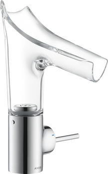Axor Starck V Einhebel-Waschtischmischer 140 mit Glasauslauf und Ablaufgarnitur Brushed Black Chrome (12112340)
