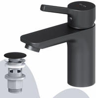 Badarmatur Mit Pop-up Ablaufventil F&uuml;r Waschbecken Wasserhahn Bad Schwarz