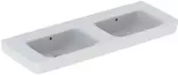 Geberit Renova Plan, Doppelwaschtisch, 130x48 Cm, Ohne Hahnloch,