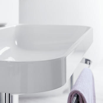 Duravit Happy D.2 Plus Möbelwaschtisch c-shaped mit Metallkonsole bodenstehend 775 x 490 mm weiß seidenmatt (HP4842N3636) – Hochwertige Materialien und durchdachte Ausstattung