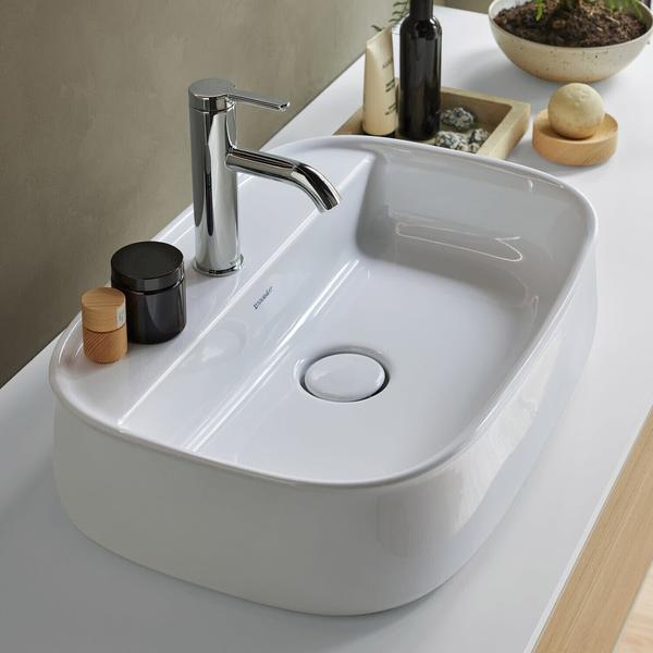 Duravit Zencha Aufsatzbecken mit Hahnlochbank 550 x 390 mm weiß (2374550071)