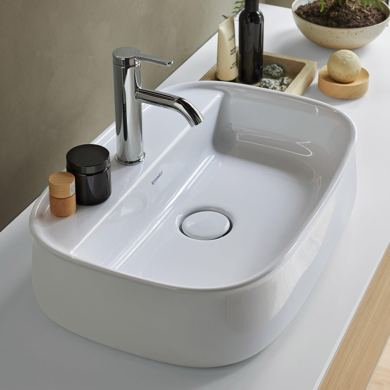 Duravit Zencha Aufsatzbecken mit Hahnlochbank 550 x 390 mm weiß 