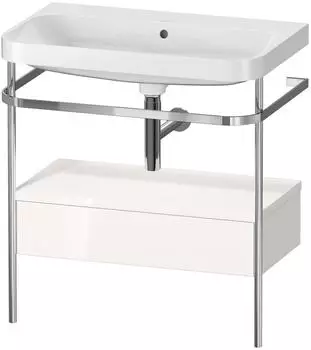 Duravit Happy D.2 Plus Möbelwaschtisch c-shaped mit Metallkonsole bodenstehend 775 x 490 mm weiß Hochglanz (HP4842N2222)
