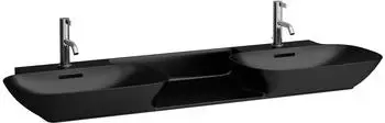 Laufen Laufen INO Doppelwaschtisch, ohne Hahnloch, ohne Überlauf, 1420x450mm, H814304, Farbe: Schwarz Matt - H8143047161121