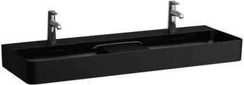 Laufen Laufen VAL Doppelwaschtisch, ohne Hahnloch, mit Überlauf, 1200x420mm, semi-trockener Bereich mittig, H814282, Farbe: Schwarz Matt - H8142827161091