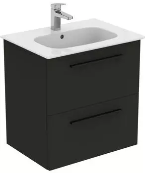 Ideal Standard Ideal Standard i.life A M&ouml;belpaket m. Waschtisch 60cm, u. Schrank, Griff schwarz, K8742, Farbe: Carbongrau - K8742NV
