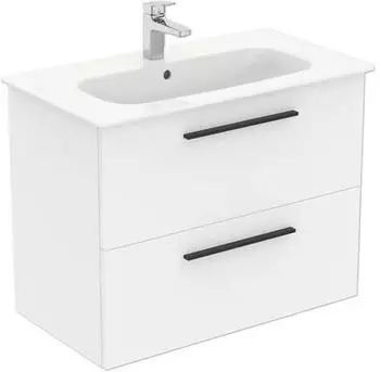 Ideal Standard Ideal Standard i.life A M&ouml;belpaket m. Waschtisch 80cm, u. Schrank, Griff schwarz, K8744, Farbe: Wei&szlig; - K8744DU
