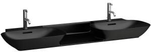 Laufen Laufen INO Doppelwaschtisch, ohne Hahnloch, mit Überlauf, 1420x450mm, H814304, Farbe: Schwarz Matt - H8143047161091