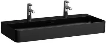 Laufen Laufen VAL Waschtisch, unterbauf&auml;hig, 3 Hahnl&ouml;cher, mit &Uuml;berlauf, 950x420mm, H810287, Farbe: Schwarz Matt - H8102877161081