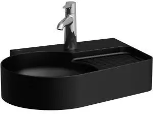 Laufen Laufen VAL Waschtisch, ohne Hahnloch, mit Überlauf, 530x400mm, semi-trockener Bereich rechts, H815288, Farbe: Schwarz Matt - H8152887161091
