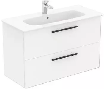 Ideal Standard Ideal Standard i.life A M&ouml;belpaket m. Waschtisch 100cm, u. Schrank, Griff schwarz, K8746, Farbe: Wei&szlig; - K8746DU