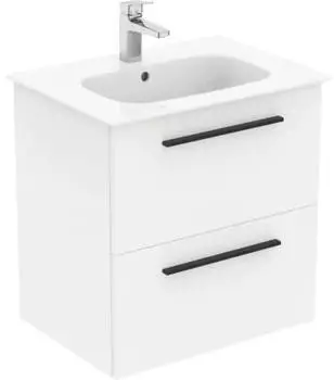 Ideal Standard Ideal Standard i.life A Möbelpaket m. Waschtisch 60cm, u. Schrank, Griff schwarz, K8742, Farbe: Weiß - K8742DU