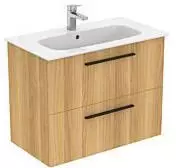 Ideal Standard Ideal Standard i.life A Möbelpaket m. Waschtisch 80cm, u. Schrank, Griff schwarz, K8744, Farbe: Eiche Natur - K8744NX