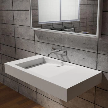 Bernstein Wandwaschbecken PB2155 Mineralguss 100 x 50 x 12 cm Weiß matt