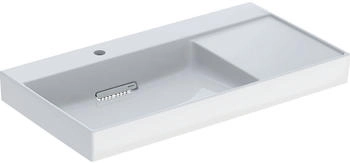 Geberit One mit horizontalem Ablauf rechteckig Hahnlochposition links Ablagefl&auml;che rechts 90x48cm mit KeraTect 505039001