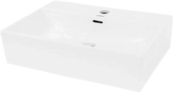ECD Germany Waschbecken 515x360x130 mm Keramik Eckig Wei&szlig; Aufsatzbecken
