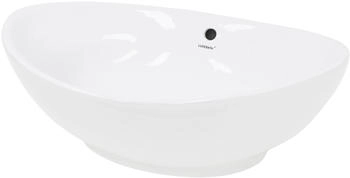 ECD Germany Waschbecken 590x390x200 mm Weiß Keramik Oval Aufsatzbecken ECD Germany Waschbecken 590x390x200 mm Weiß Keramik Oval Aufsatzbecken