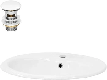 ML-Design Waschbecken Keramik Weiß 57x19,5x48,5cm Oval mit Ablaufgarnitur
