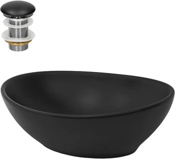 ML-Design Waschbecken Keramik Schwarz Matt 41x33,5x14,5cm mit Ablaufgarnitur