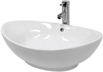 ECD Germany Waschbecken 59x39x20cm Keramik Weiß inkl Ablaufgarnitur mit Überlauf