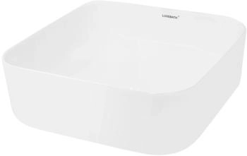 ECD Germany Waschbecken Waschtisch Keramik 390x390x140mm Weiß mit Ablaufgarnitur