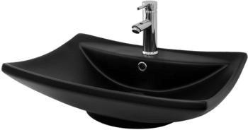 ML-Design Waschbecken Keramik Schwarz Matt 61x45,5x18,5 cm mit Überlauf Hahnloch ML-Design Waschbecken Keramik Schwarz Matt 61x45,5x18,5 cm mit Überlauf Hahnloch