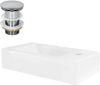 ML-Design Waschbecken Keramik in Wei&szlig; 46x26x11cm Eckig Klein inkl Ablaufgarnitur