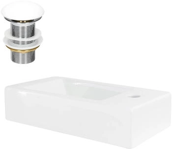 ML-Design Waschbecken Keramik in Wei&szlig; 46x26x11cm Eckig Klein Hahnloch Rechts